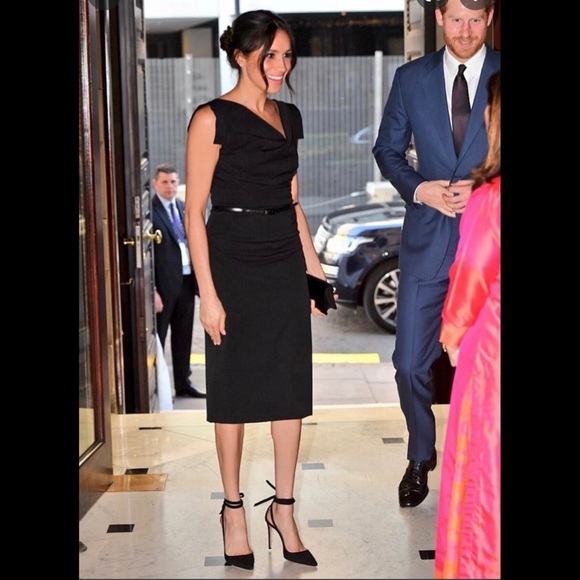 Iconic Black Halo Jackie O navy/black python print sheath dress with Bi-stretch - Picture 2 of 8